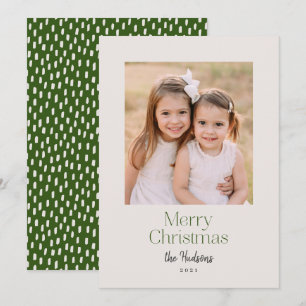 Minimalistische moderne Green Script Foto Holiday Feiertagskarte