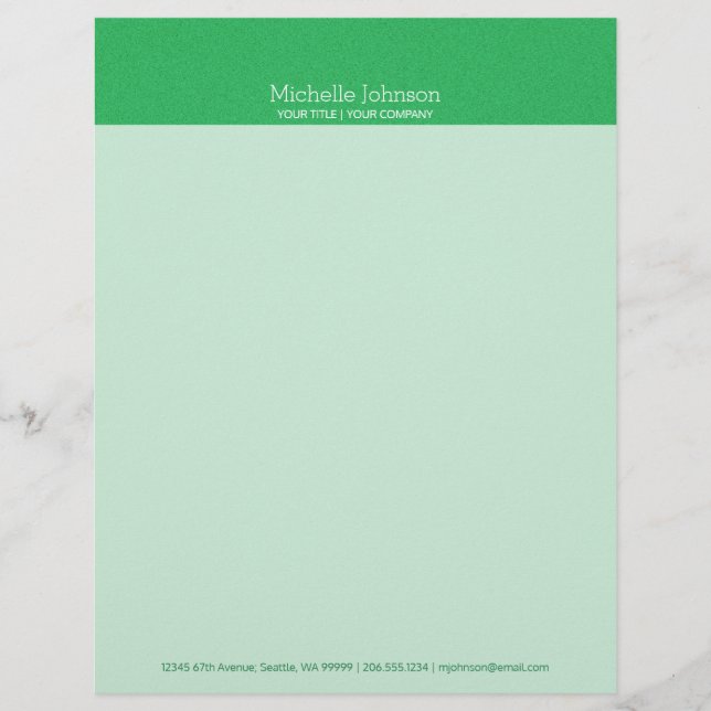 Minimalistische, moderne grüne Gräinentextur Briefbogen (Vorderseite)