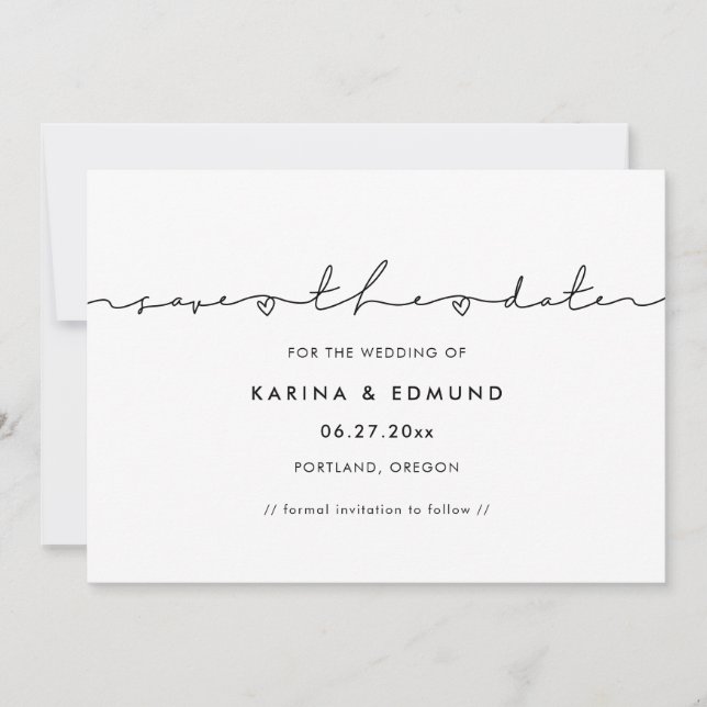 Minimalistische moderne Handschrift Save the Date (Vorderseite)