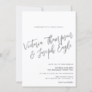 Minimalistische moderne Handschrift schwarze weiße Einladung