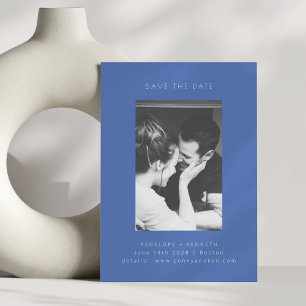 Minimalistische moderne helle kobaltblaue Hochzeit Save The Date