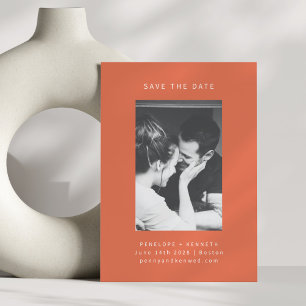 Minimalistische moderne helle orange Hochzeitsfoto Save The Date