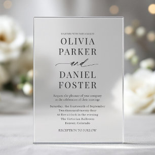 Minimalistische moderne Hochzeit Acryleinladungen