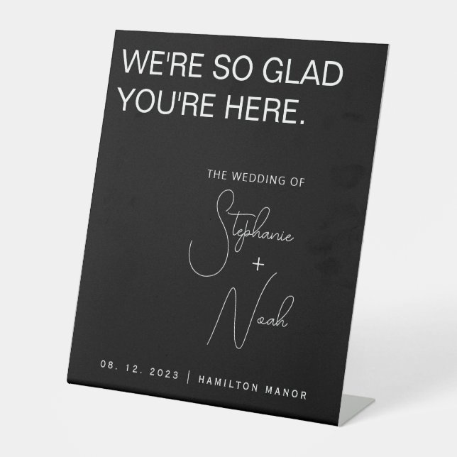 Minimalistische Moderne Hochzeit Begrüßungszeichen Sockelschild (Vorderseite)