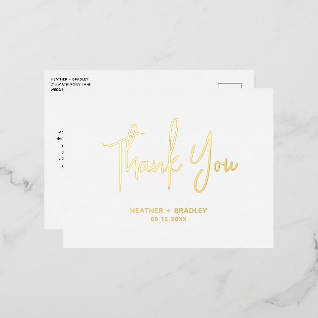 Minimalistische moderne Hochzeit Dankeschön Karte (Vorderseite/Rückseite)