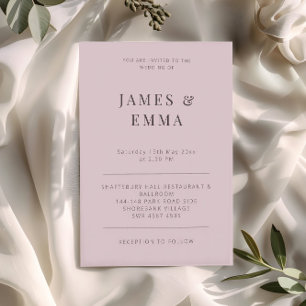 Minimalistische moderne Hochzeit Dusky Rose Einladung