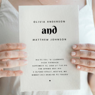 Minimalistische moderne Hochzeit   Einfache elegan Einladung