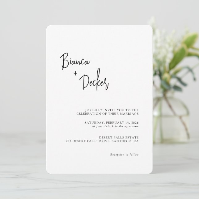 Minimalistische Moderne Hochzeit Einladung (Stehend Vorderseite)