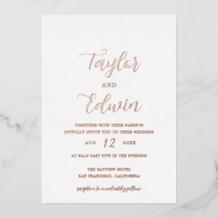 Minimalistische moderne Hochzeit Folieneinladung