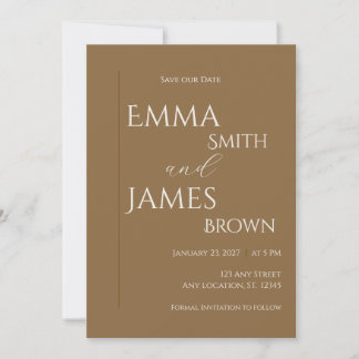 Minimalistische Moderne Hochzeit Organisches Braun Save The Date