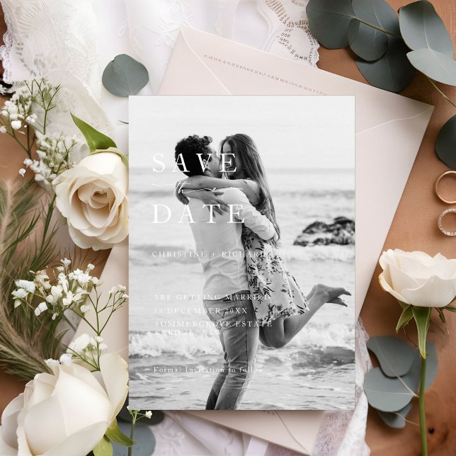Minimalistische moderne Hochzeit rettet das Datum (Von Creator hochgeladen)