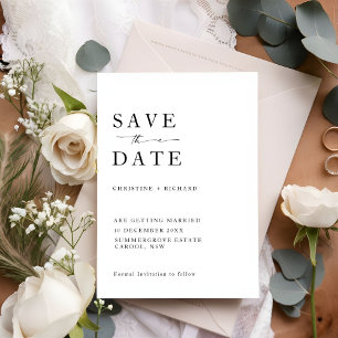 Minimalistische moderne Hochzeit rettet das Datum