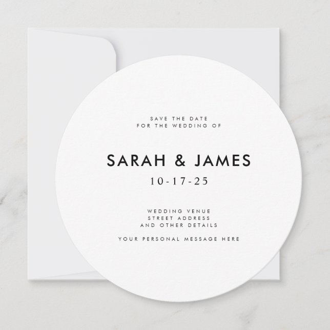 Minimalistische moderne Hochzeit rettet die Einlad Save The Date (Vorderseite)