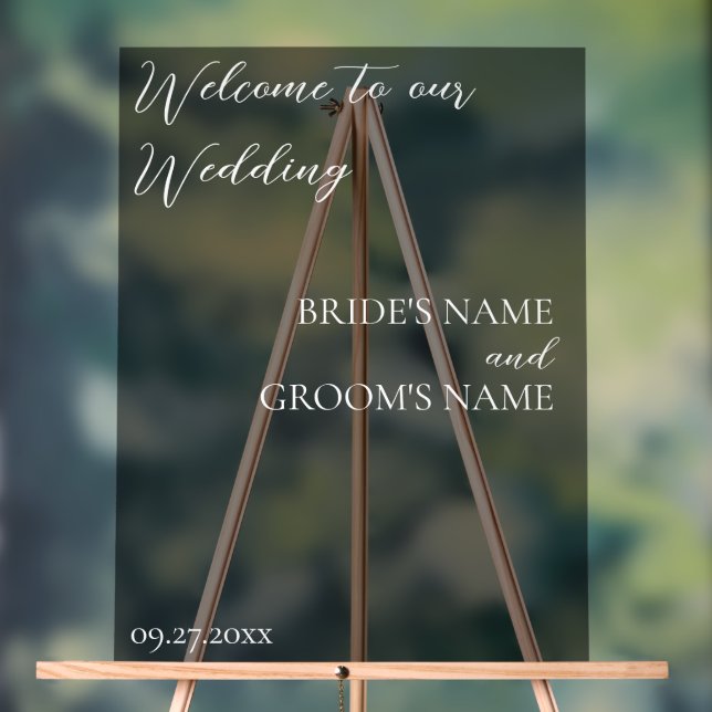 Minimalistische moderne Hochzeit Willkommen Mattie Acrylschild (Neutral)