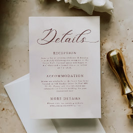 Minimalistische moderne Hochzeitdetails Begleitkarte