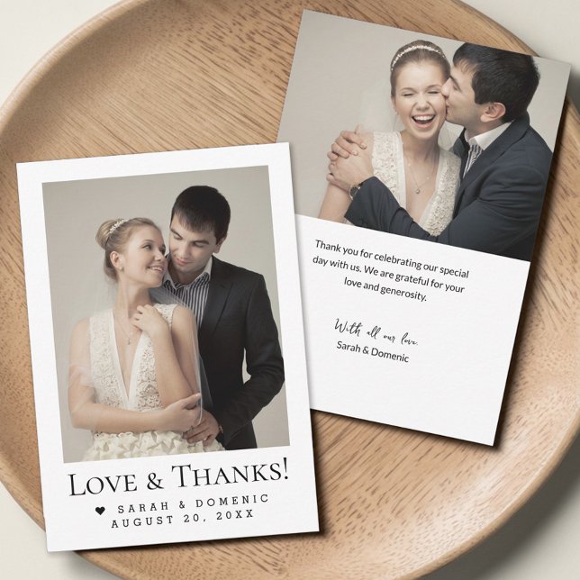 Minimalistische Moderne Hochzeiten Herz Liebe & Da Dankeskarte (Customizable wedding photos Love and thanks cards.)