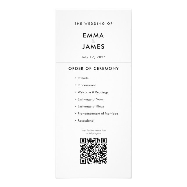 Minimalistische moderne Hochzeitskarte | QR-Code Werbekarte (Vorne)