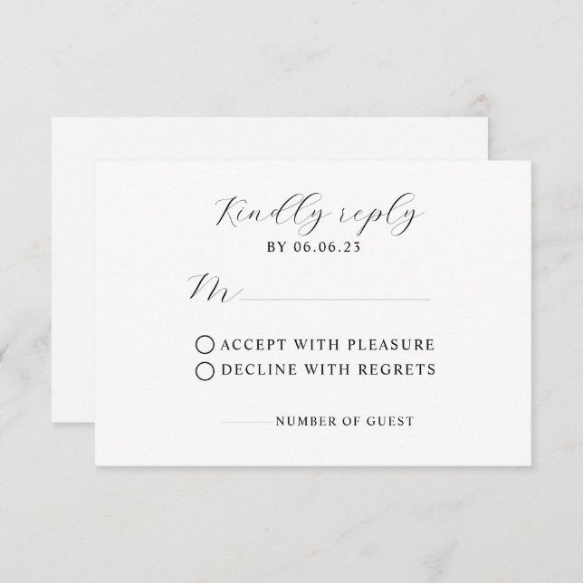 Minimalistische moderne Hochzeitskarte RSVP Karte (Vorne/Hinten)