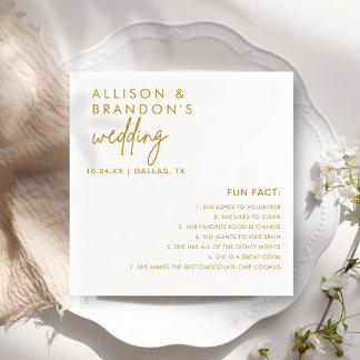 Minimalistische moderne Hochzeitspass-Fakten Serviette