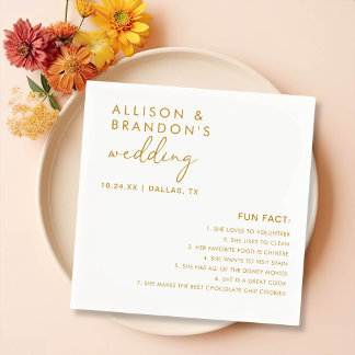 Minimalistische moderne Hochzeitspass-Fakten Serviette