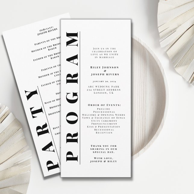 Minimalistische, moderne Hochzeitsprogramme Programm (Von Creator hochgeladen)