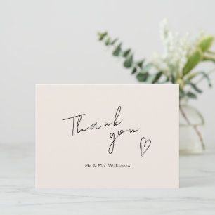 Minimalistische moderne Hochzeitswohnung Dankeschö Dankeskarte