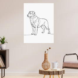 Minimalistische moderne Hund-Linienkunstzeichnung Poster