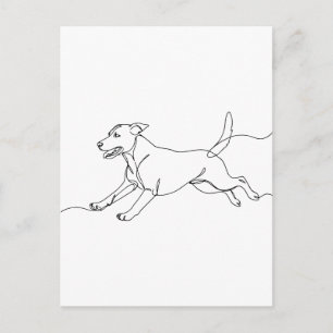 Minimalistische moderne Hund-Linienkunstzeichnung Postkarte