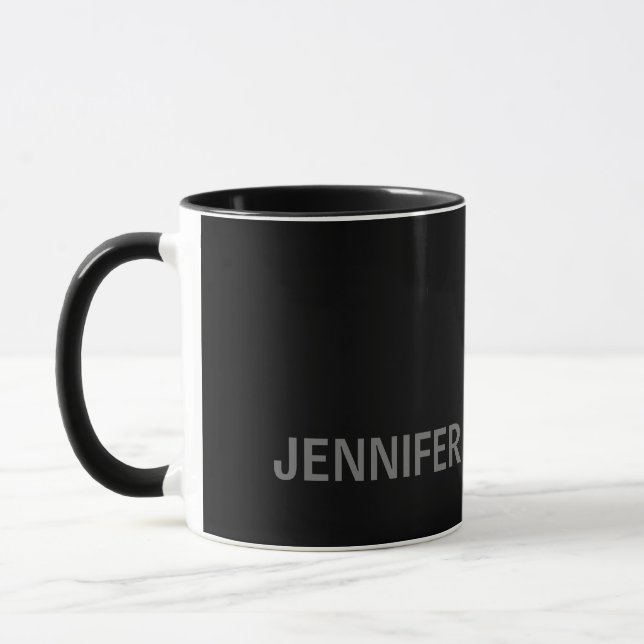 Minimalistische Moderne Ihren Namen Schwarz Grau h Tasse (Links)