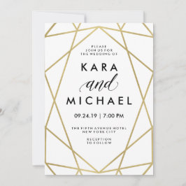 Minimalistische moderne Imitate Gold auf Weiß Einladung