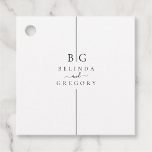 Minimalistische moderne Inline-Monogramm-Hochzeit Geschenkanhänger