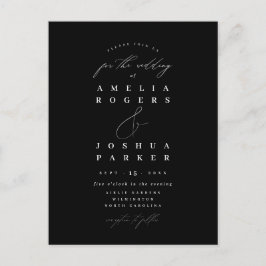 Minimalistische moderne Kalligrafie-Hochzeit Postkarte