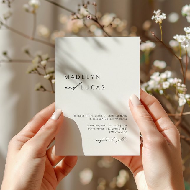 Minimalistische moderne Kalligrafie Schwarz-weiße  Einladung (Von Creator hochgeladen)