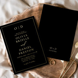 Minimalistische moderne Kalligrafie Schwarz-weiße  Folieneinladung