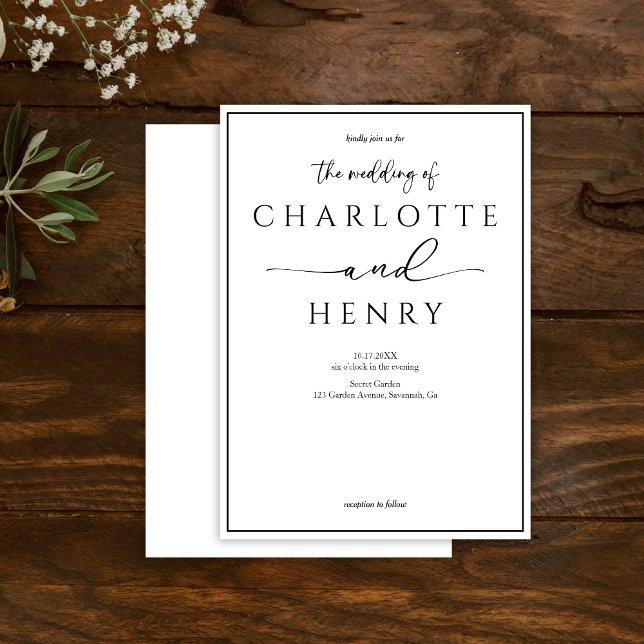 Minimalistische moderne kalligraphische Hochzeit Einladung (Von Creator hochgeladen)