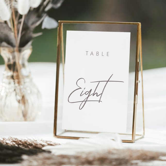 Minimalistische moderne kalligraphische Hochzeitss (Elegant Budget Calligraphy Wedding Table Number)