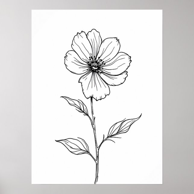 Minimalistische Moderne Kunst - Single Bloom Line  Poster (Vorne)