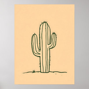 Minimalistische Moderne Kunst.Wüste Oasis Linie Ku Poster