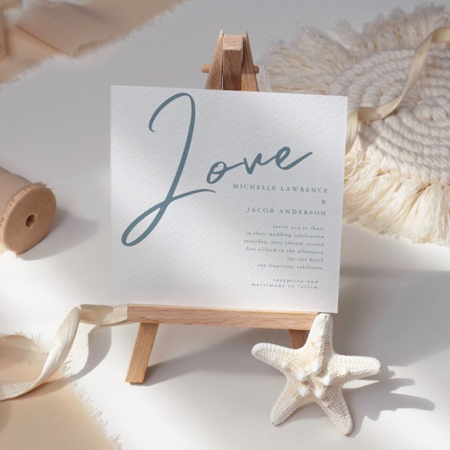 Minimalistische, moderne Liebe Script Hochzeitsein Einladung (Von Creator hochgeladen)