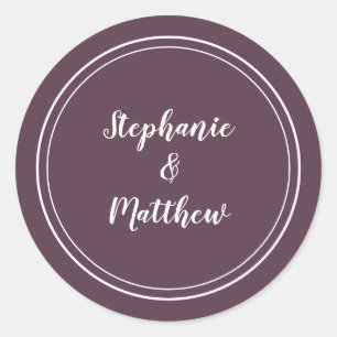 Minimalistische moderne lila Hochzeit Braut Bräuti Runder Aufkleber