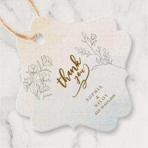 Minimalistische moderne Linienkunst Hochzeit Geschenkanhänger