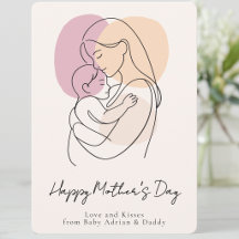 Minimalistische moderne Linienkunst Mama und Baby