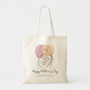 Minimalistische moderne Linienkunst Mama und Baby Tragetasche