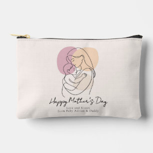 Minimalistische moderne Linienkunst Mama und Baby Zubehörtasche