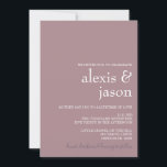 Minimalistische moderne Mauve-Hochzeit Einladung<br><div class="desc">Perfekte Einladung zum Feiern Ihres besonderen Tages!  Karo andere passende Artikel hier:https://www.zazzle.com/store/bdp_designs/products?cg=196282276064773822</div>
