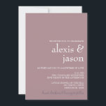 Minimalistische moderne Mauve-Hochzeit Einladung<br><div class="desc">Perfekte Einladung zum Feiern Ihres besonderen Tages!  Karo andere passende Artikel hier:https://www.zazzle.com/store/bdp_designs/products?cg=196282276064773822</div>