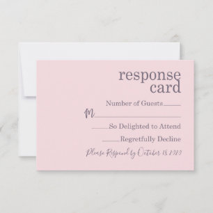 Minimalistische moderne Mauve Wedding Response Car RSVP Karte