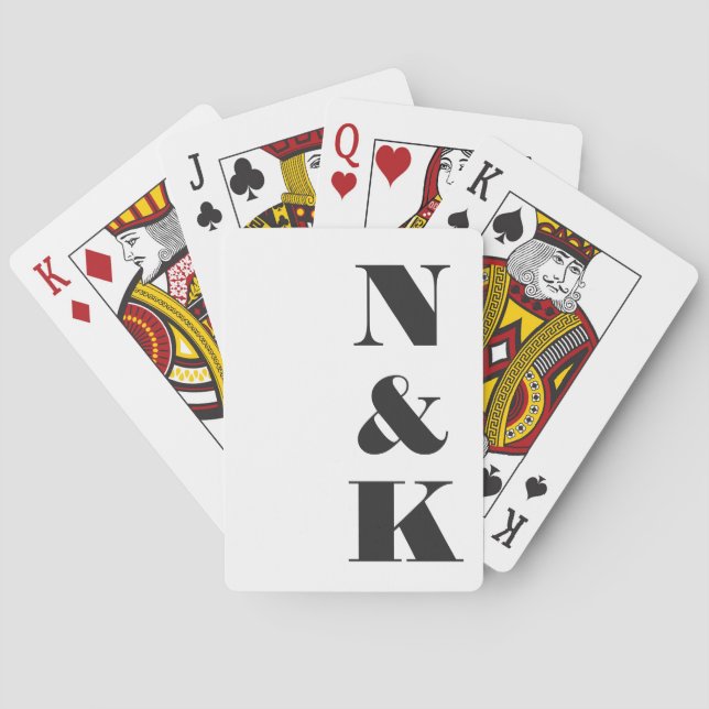 Minimalistische moderne Monogram Black and White W Spielkarten (Rückseite)