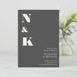 Minimalistische moderne Monogram Black Bold Weddin Save The Date