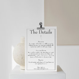 Minimalistische moderne Monogram Black & White Wed Begleitkarte